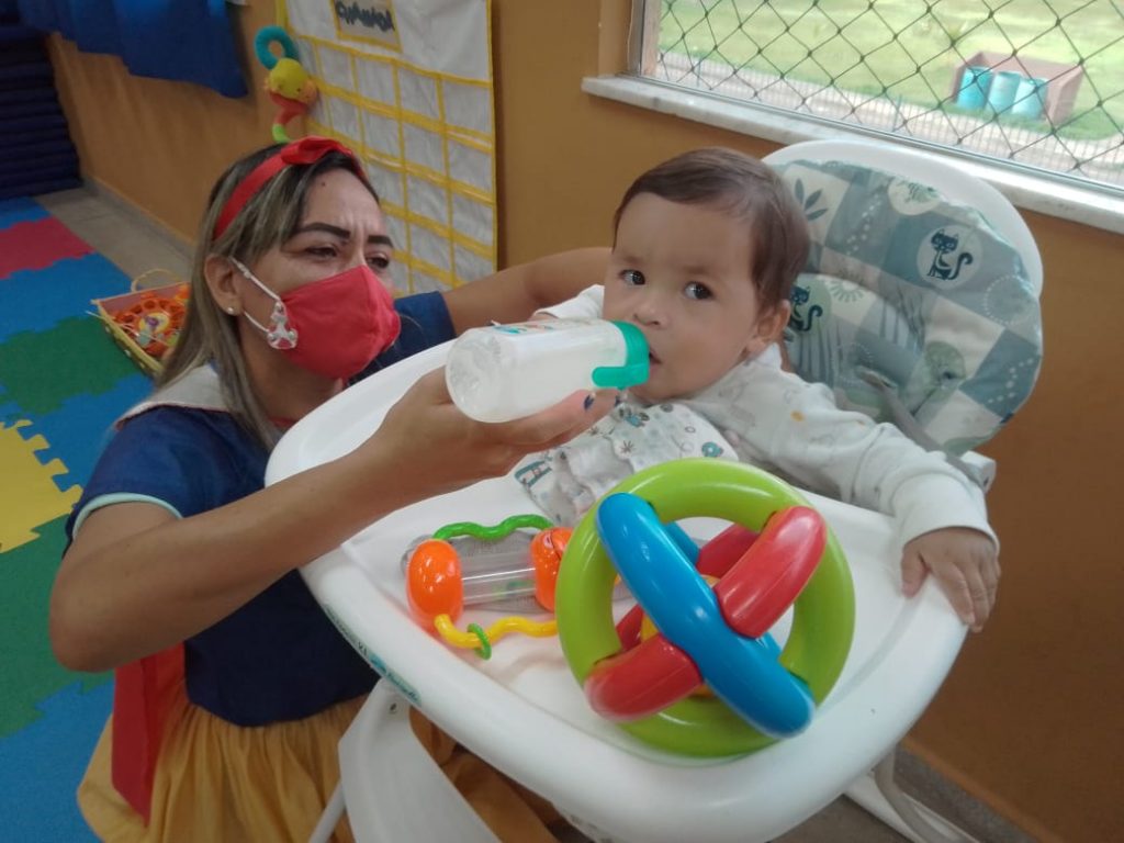 Primeira turma de berçário 1 da EMEI Luzmarina de Melo Muniz, atende crianças de 0 a 12 meses