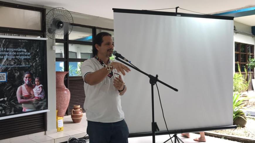 O imigrante venezuelano José Lopez, que foi acolhido por Belém e hoje é intérprete na Fundação João Paulo XXIII, fez um relato da sua vivência de acolhimento.