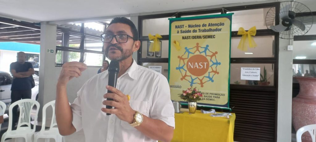 Jorge informa que o Nast acompanha de forma contínua os trabalhadores da educação adoecidos mentalmente.. Foto: Lilian Leitão - Ascom Semec