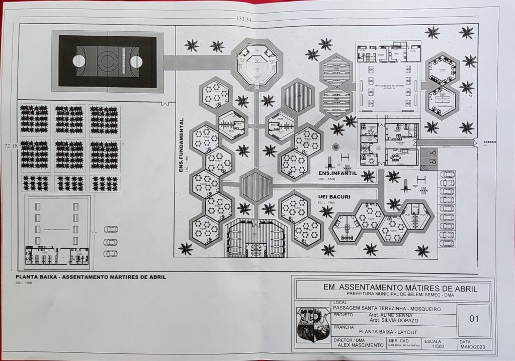 Durante a anúncio da construção da nova EMEIF, a comunidade pôde conhecer a planta baixa da escola, que demonstra a infraestrutura da unidade